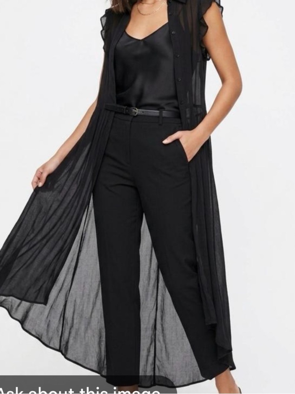 Zara Black Sheer Button-Down Shirt